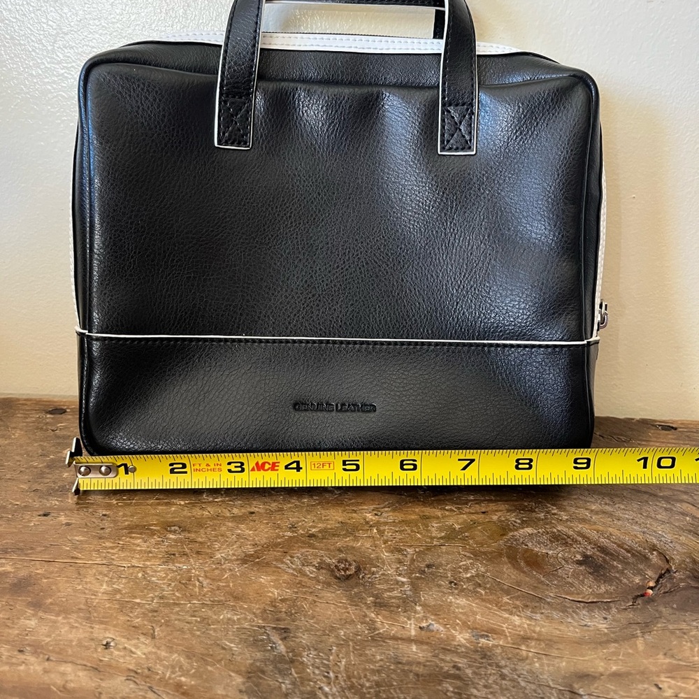 Black and White Leatherette Women’s Top-Handle Bag - Picture 9 of 12